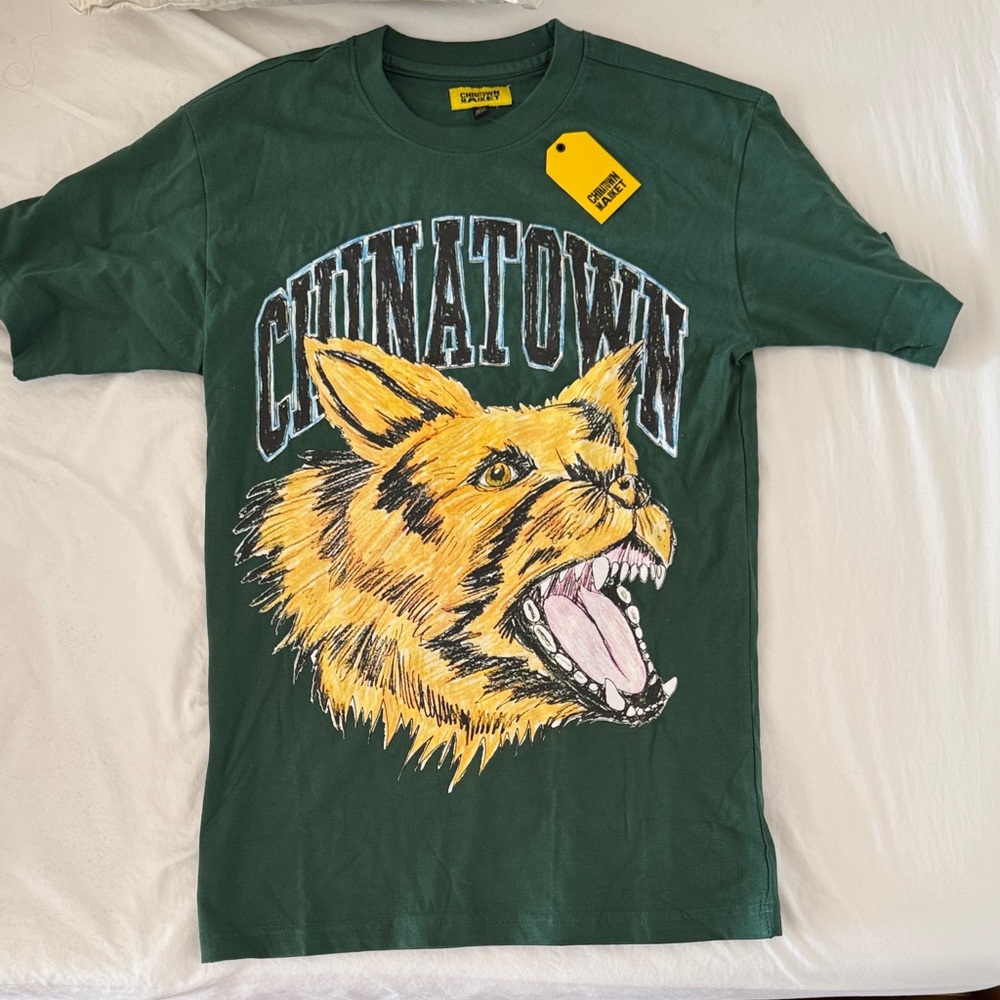 Chinatown Market Green “Beware Sketch” Graphic Tee